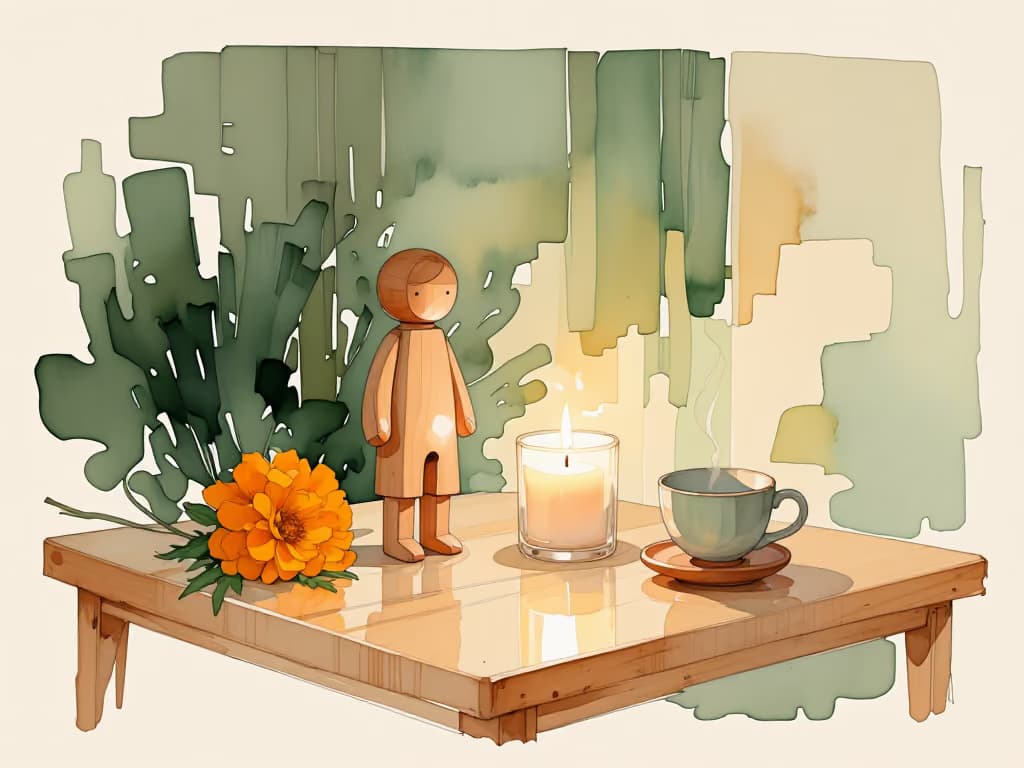 ภาพวาดสีน้ำของของในบ้านที่ผสมวัฒนธรรมไทยและเดนมาร์กเข้าด้วยกัน